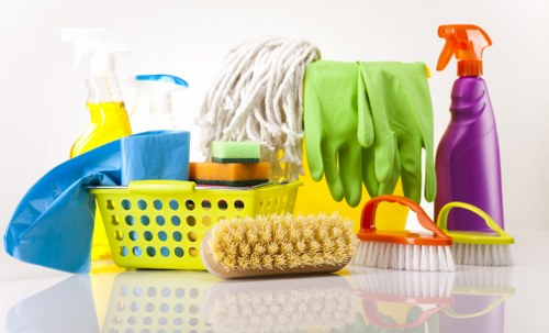 Professional commercial cleaning team working in a Notting Hill office